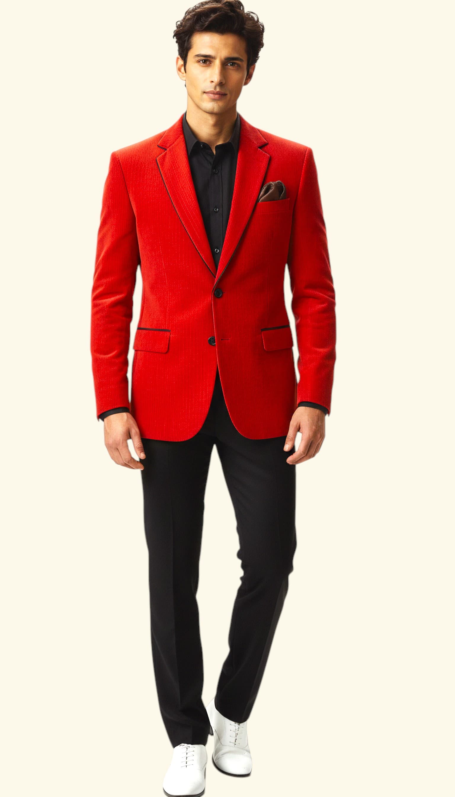 Red Textured Blazer for Men — image 1