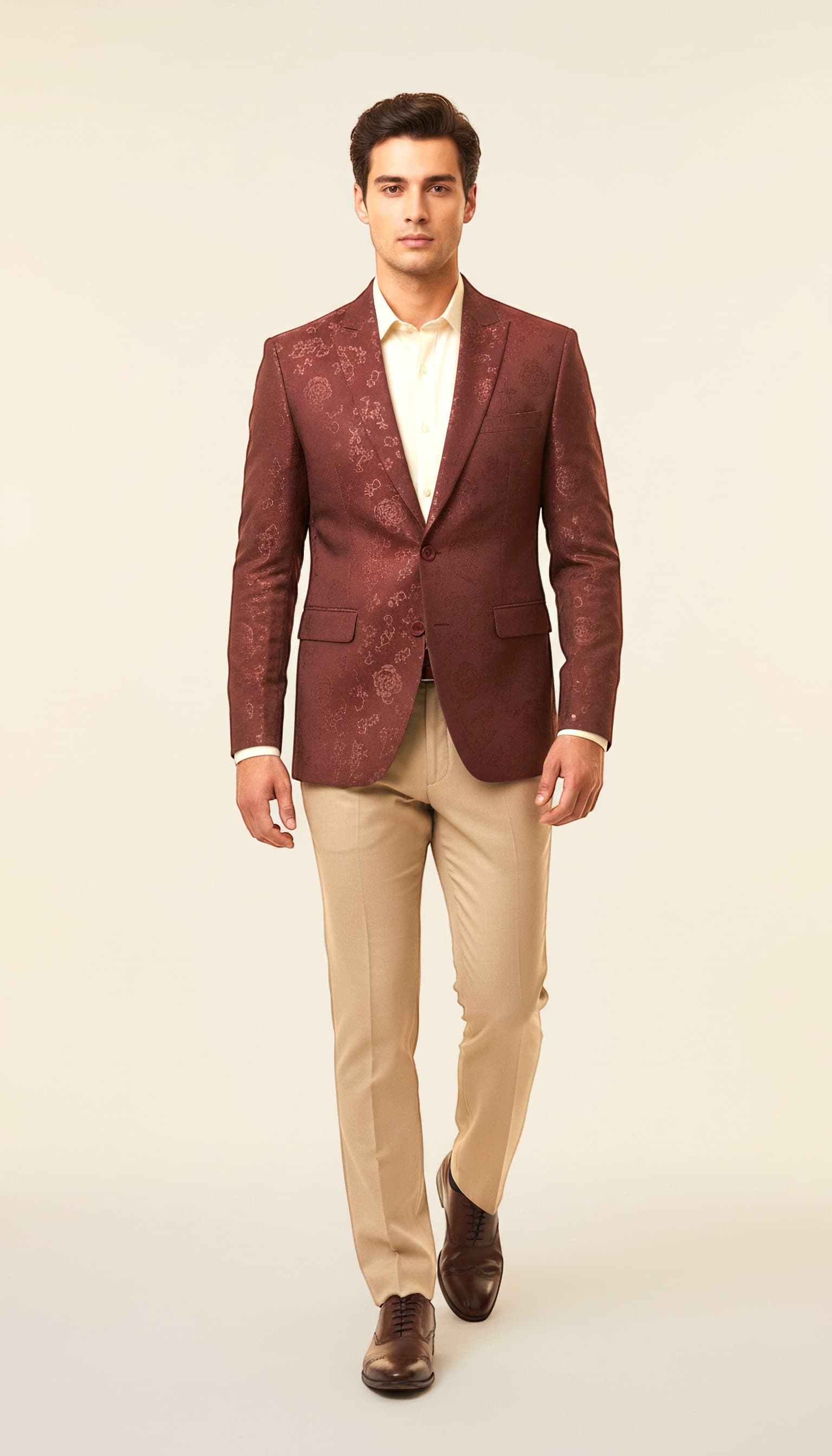 Burgundy Patterned Blazer for Men — image 1